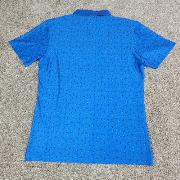 NWT Barbell High Steaks Mens Large Blue AOP Steak Ham Bacon Performance Polo - Picture 3 of 6